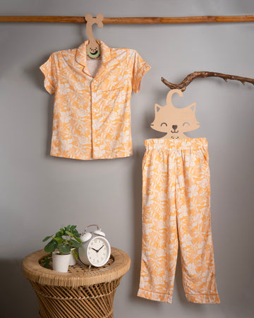 Peach Floral Bamboo Night Suit