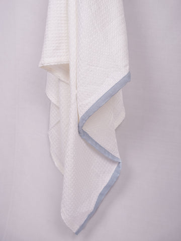 Blue Linen Border Bamboo Towel