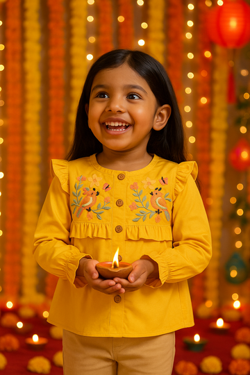 Yellow Embroidered Blouse