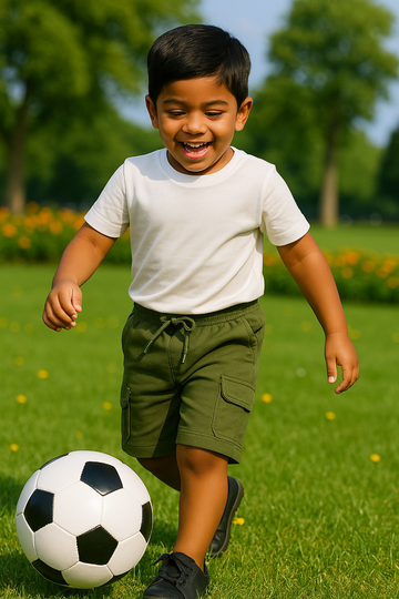 Boys Bamboo Green Cargo Shorts with Pockets