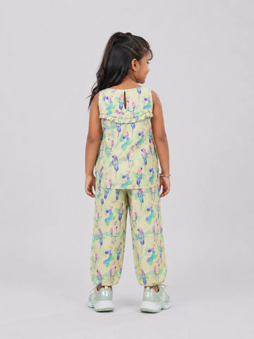 Girls Bamboo Parrot Print Summer Dress