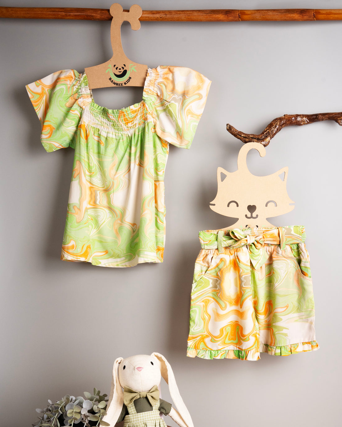 Girls Bamboo Marble Print Co-ord set (Top & Pants)