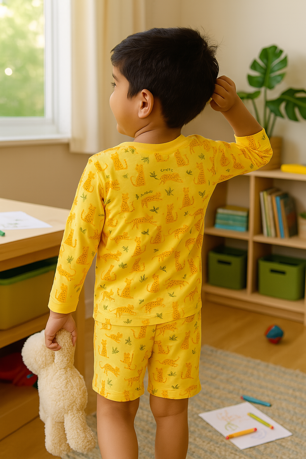 Kids Bamboo Leopard Print Co-ord set (Top & Shorts)
