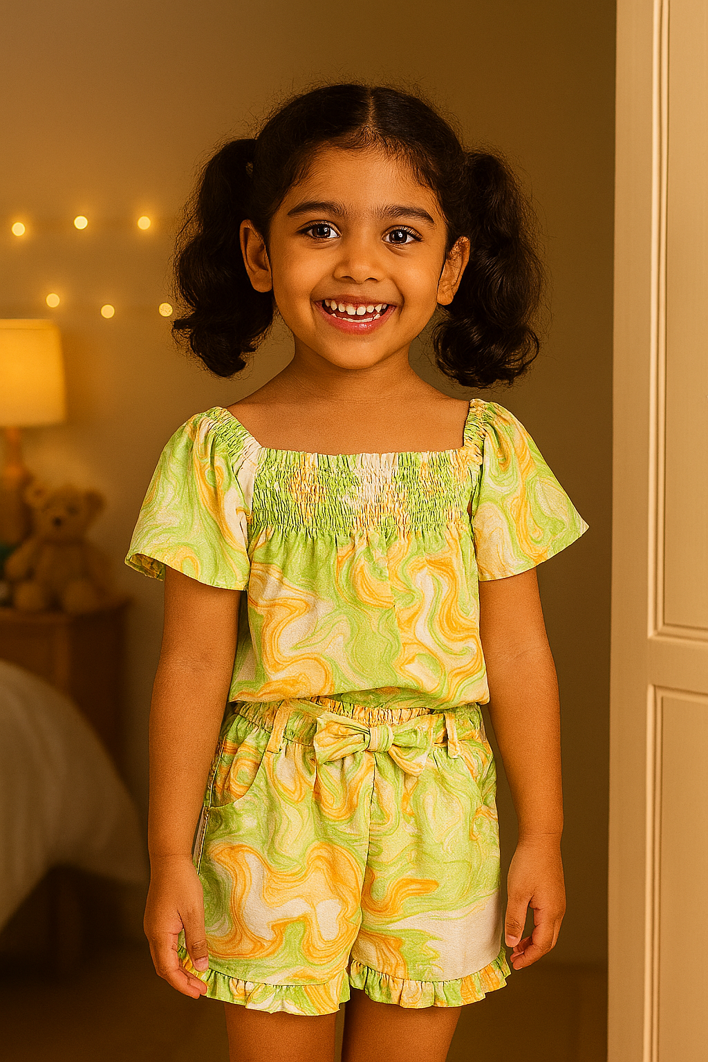 Girls Bamboo Marble Print Co-ord set (Top & Pants)