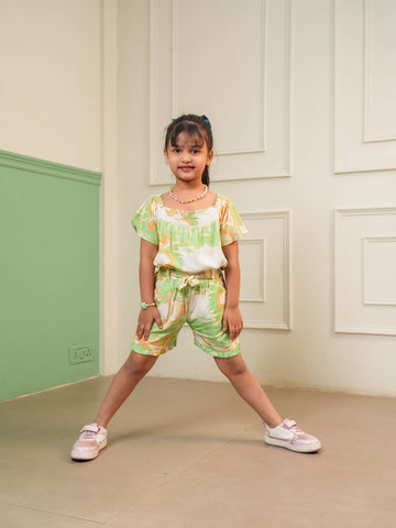 Girls Bamboo Marble Print Co-ord set (Top & Pants)