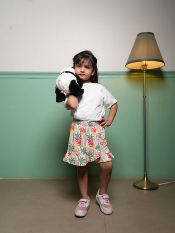 Girls Bamboo Palm Leaf Print Skort